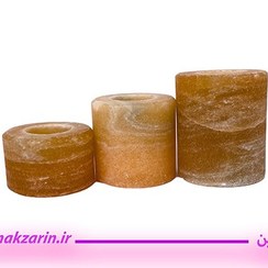 تصویر ست جا شمعی سنگ نمک استوانه ای 