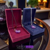 تصویر گردنبند سنگ آمیتیست طرح ماه 