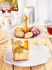 تصویر شیرینی خوری 2 طبقه چوب سرامیک 