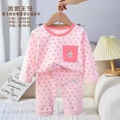 تصویر بلوز شلوار راحتی طرح قلب صورتی 