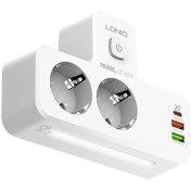 تصویر چندراهی برق الدینیو مدل SE2337 دارای ۳ پریز و ۳ پورت USB 