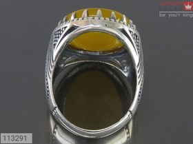 تصویر انگشتر نقره عقیق زرد مردانه [چهار قل] کد 113291 