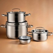 تصویر سرویس قابلمه کاراجا مدل بورگاس ۸ پارچه استیل 