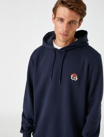 تصویر هودی پایه با جزئیات گلدوزی شده برند Koton Basic Hoodie Embroidered Detailed