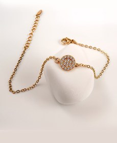 تصویر دستبند زنانه ظریف پلاک طلایی ژوپینگ کد 519 