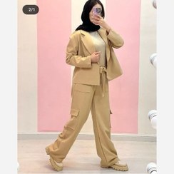 تصویر ست کراپ کت شلوار کارگو 