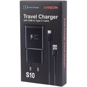 تصویر شارژر دیواری فست شارژ Arson S10 2A 10W + کابل تایپ سی Arson S10 2A 10W Wall Charger With Type-C Cable