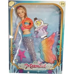 تصویر عروسک باربی پری دریایی موزیکال چراغ‌دار کد 8305 