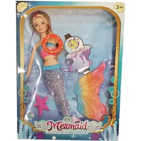 تصویر عروسک باربی پری دریایی موزیکال چراغ‌دار کد 8305 