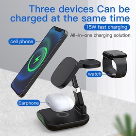 تصویر شارژر بی سیم گرین لاین مدل GN3IN1FLWCBK Green lion GN3IN1FLWCBK Wireless Charger