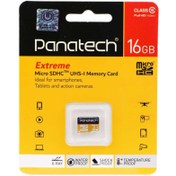 تصویر کارت حافظه‌ microSDHC پاناتک مدل Extreme کلاس 10 استاندارد UHS-I U1 سرعت 30MBps ظرفیت 16 گیگابایت microSDHC panatech