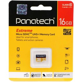 تصویر کارت حافظه‌ microSDHC پاناتک مدل Extreme کلاس 10 استاندارد UHS-I U1 سرعت 30MBps ظرفیت 16 گیگابایت microSDHC panatech