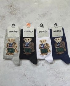 تصویر جوراب مردانه creatsy طرح خرس ساق بلند Creatsy bear pattern socks for men