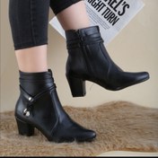 تصویر بوت پاشنه دار زنانه مدل سرمه رنگ سیاه و عسلی 