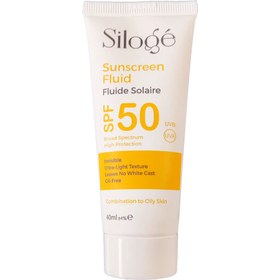 تصویر کرم ضد آفتاب فلویید بی رنگ سیلوژه با +SPF50 (فاقد چربی)_ مناسب پوست مختلط و چرب طرح جدید Sunscream Cream SPF50 Fluid Texture Siloge (Oil Free)