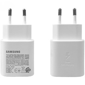 تصویر کلگی شارژر SAMSUNG مدل 25 وات Super FastCharging ویژگی 2 پین 100% اورجینال فله بدون پک - سفید 