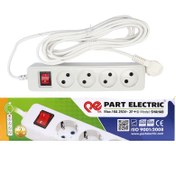 تصویر چند راهی 4 خانه بدون ارت شهاب پارت الکتریک با کابل 5 متری PE653 Part PE653 Power Strip