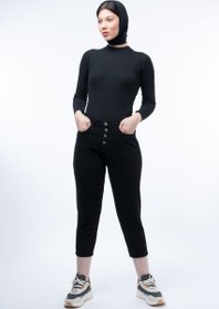 تصویر شلوار کتان مام استایل مشکی Mom-style-pants-black