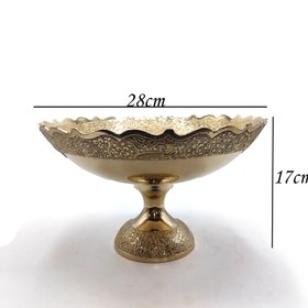 تصویر میوه خوری برنجی هندی پایه دار قطر 28 ارتفاع 17 کد 110187 