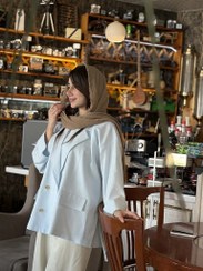 تصویر کت زنانه لینن طرح وستا رنگ سبز 