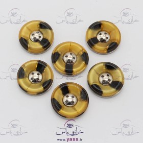 تصویر دکمه پالتویی تخفیفی خارجی زرد مشکی (بسته 6 عددی) 