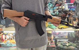 تصویر تفنگ تیر ژله ای کلاش گلنگدن متحرک طرح چوبی فلزی اس ال ار مدل ak47 SLR ak47 SLR