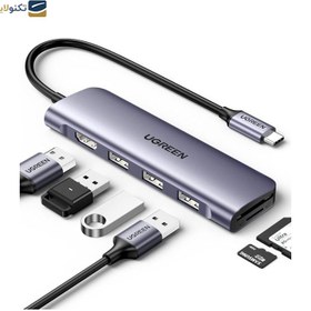 تصویر هاب USB-C یوگرین 6 پورت CM511 مدل 20956A Ugreen USB-C Hub 20956A CM511 6 ports