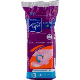 تصویر نوار بهداشتی بالدار ویژه روز مشبک 10 عددی ک Tafteh Wingshape Feminine Perforated Topsheet Daily Use Napkins