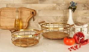 تصویر سبد میوه گرد بی وی کی مدل VK411120 طرح کاریزما طلایی 