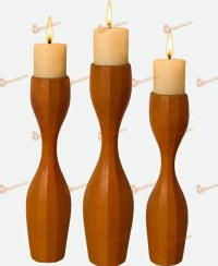 تصویر جا شمعی چوبی کنار سالنی سام دکور 