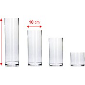 تصویر گلدان شیشه ای استوانه ای دهانه 10 - در ارتفاع های مختلف - Grade B 