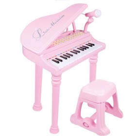 تصویر پیانو 32 کلید با صندلی و میکروفون 