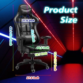 تصویر Chulovs Gaming Office Chair with Footrest Ergonomic Leather Video Game Chair Adjustable Armrest High Back Gamer Chair with Headrest and Lumbar Support (Black) - ارسال 15 الی 20 روز کاری 