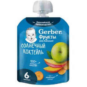 تصویر پوره سیب، انبه، هویج روسی گربر Gerber - apple, mango, carrot مناسب کودکان از 6 ماهگی 90 گرم 