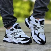 تصویر کفش کتانی اسپرت مردانه نیوبالانس رنگ سفید مشکی با جنس فابیلاک 