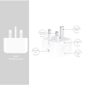 تصویر شارژر دیواری اپل مدل 20 وات B/A Apple 20 Watt Wall Charger B/A