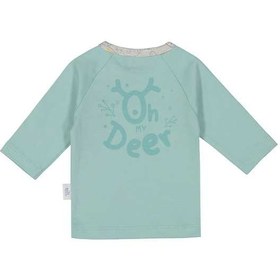 تصویر تی شرت نوزادی آستین بلند مدل Deer83150 نخی آبی نیلی 
