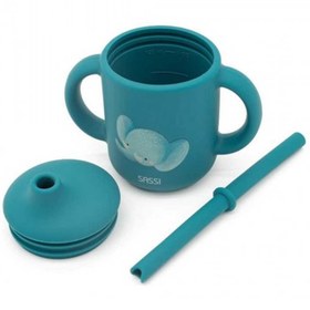 تصویر لیوان سیلیکونی نی دار کودک ساسی طرح فیل 