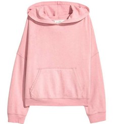 تصویر سویشرت زنانه کلاه‌دار جلو بسته صورتی روشن H&M 