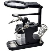 تصویر گیره مونتاژحرفه ای 3ذره بین و لوپ LED 