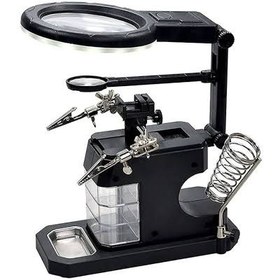 تصویر گیره مونتاژحرفه ای 3ذره بین و لوپ LED 