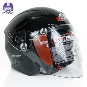 تصویر کلاه کاسکت بدون فک ردلاین مدل 956 مشکی Redline helmet without chin model 956 black