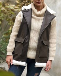 تصویر وست زنانه سوییت داخل‌کرکی – فری‌سایز ۳۶ تا ۴۶ مناسب پاییز، زمستان و بهار - قهوه ای 