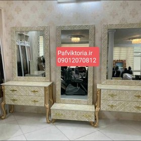 تصویر دکور ویترین آرایشگاهی مشکی سفید طرح سنگ همراه آینه ارسال به سراسر ایران 