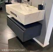 تصویر روشویی سرامیکی مدرن سفید طوسی کد ZN0372 