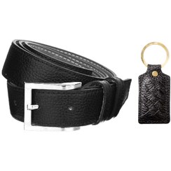 تصویر ست کمربند مردانه و جاکلیدی چرم طبیعی SET07 