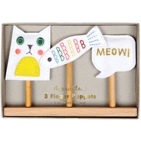 تصویر ست عروسک انگشتی گربه ۳ تکه برند meri meri 3-Piece Cat Finger Puppet Set