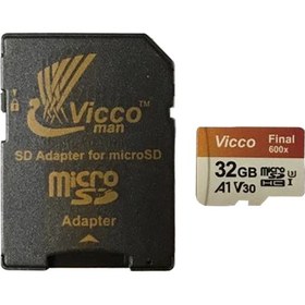 تصویر کارت حافظه microSDHC ویکومن مدل 600X کلاس 10 استاندارد UHS-I A1 سرعت 90MBps ظرفیت 32 گیگابایت به همراه آداپتور SD 