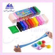 تصویر خمیر بازی ۱۲ رنگ کلی همراه با ابزار 