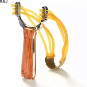 تصویر تیرکمان سنگی فلزی مدل ۰۴ - قهوه ایی ا Metal hand sling (stone thrower Metal hand sling (stone thrower